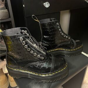 Dr. Martens platform croc leather boots
